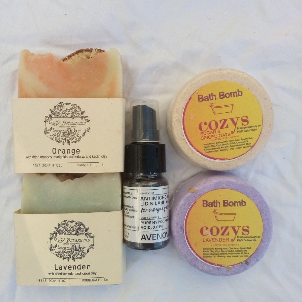 Sampler bathroom pack soup orange and lavender lavender oils and bath fiz